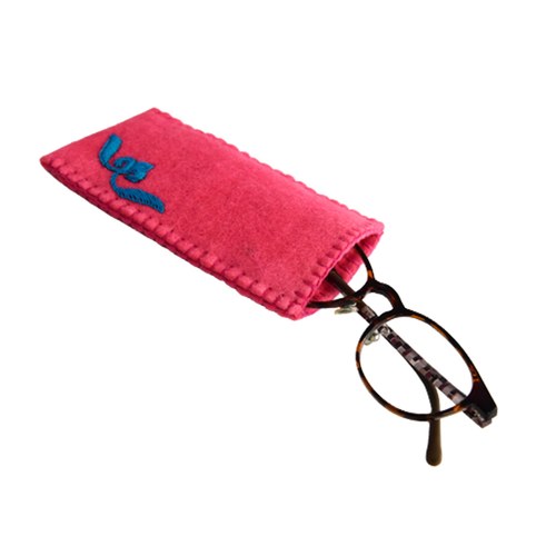 【大地之愛】羊毛氈萬用袋-亮桃